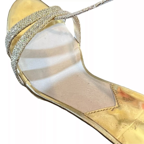 Michael Kors Yvonne Platform Gold Heels Size 9.5 Women’s Strappy Glitter Formal - Picture 7 of 10